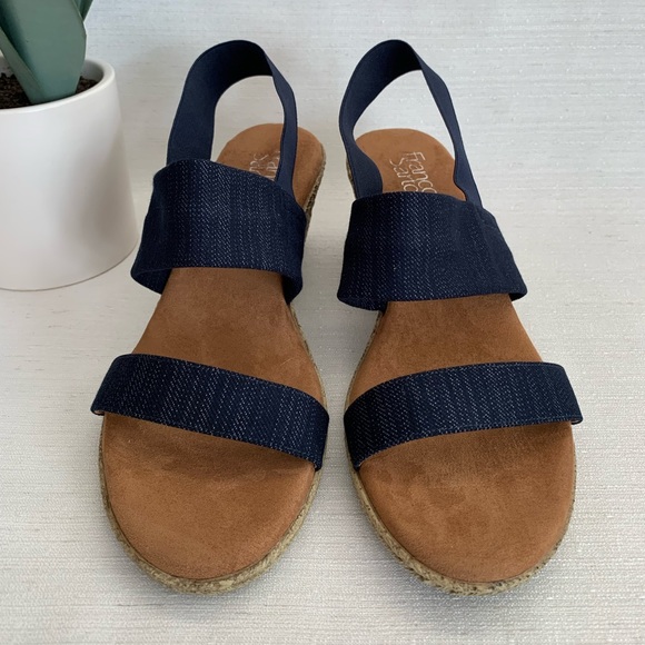 Franco Sarto Irene Dark Denim Elastic Wedge Sandals Woman’s 11 - Picture 4 of 9